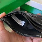 BOTTEGA VENETA INTRECCIATO 10 CREDIT CARD CASE IN BLACK LAMBSKIN