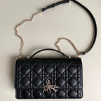 DIOR MISS LADY 24 LARGE BAG IN BLACK LAMBSKIN
