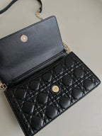 DIOR MISS LADY 24 LARGE BAG IN BLACK LAMBSKIN