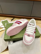 GUCCI WOMEN'S SCREENER TRAINER LIGHT PINK CALFSKIN