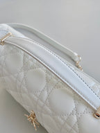 DIOR MISS LADY 24 LARGE BAG IN WHITE LAMBSKIN