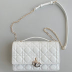 DIOR MISS LADY 24 LARGE BAG IN WHITE LAMBSKIN