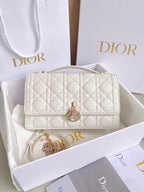 DIOR MISS LADY 24 LARGE BAG IN WHITE LAMBSKIN