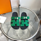 HERMES Chypre Sandal Green Suede