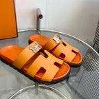 HERMES Chypre Sandal Orange Leather