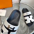 HERMES Chypre Sandal White Leather