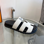HERMES Chypre Sandal White Leather