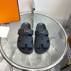 HERMES Chypre Sandal Black Leather