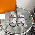 HERMES Chypre Sandal Gray Leather