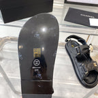 CHANEL dad sandals black lambskin