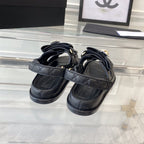 CHANEL dad sandals black lambskin