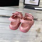 CHANEL dad sandals pink lambskin