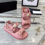 CHANEL dad sandals pink lambskin