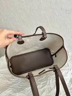 GUCCI OPHIDIA SMALL TOTE BAG 31 BEIGE CANVAS AND BROWN CALFSKIN