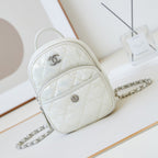 CHANEL BACKPACK 22 IN WHITE FABRIC SILVER HARDWARE