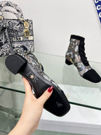 DIOR 25S NAUGHTILY-D ANKLE BOOTS 35 MM IN BLACK MESH TULLE AND SUEDE STYLE 3