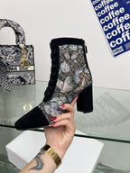 DIOR 25S NAUGHTILY-D ANKLE BOOTS 80 MM IN BLACK MESH TULLE AND SUEDE STYLE 2