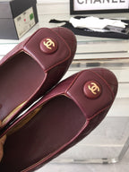 CHANEL ballet flat quilted wine gold  lock