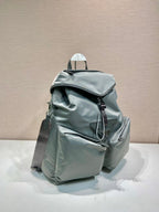 PRADA TRIANGLE LOGO BACKPACK 45 IN ASH GRAY RE-NYLON