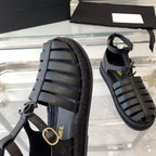 CHANEL medium roman sandals black lambskin