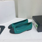 CHANEL ballet flat blue green black lambskin