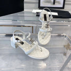 CHANEL sandals white quilted lambskin