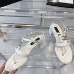 CHANEL sandals white quilted lambskin