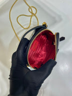 PRADA MINI HAND BAG 11 WITH GOLD STRAP IN BLACK PATENT CALFSKIN