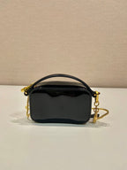 PRADA MINI HAND BAG 11 WITH GOLD STRAP IN BLACK PATENT CALFSKIN