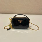 PRADA MINI HAND BAG 11 WITH GOLD STRAP IN BLACK PATENT CALFSKIN