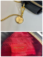 PRADA MINI HAND BAG 11 WITH GOLD STRAP IN BLACK PATENT CALFSKIN