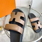 HERMES CHYPRE EPSOM Sandal brown Leather