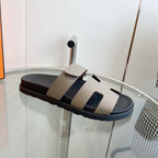 HERMES CHYPRE EPSOM Sandal gray Leather