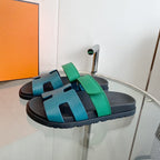 HERMES Chypre Sandal Tiffa with blue straps Leather
