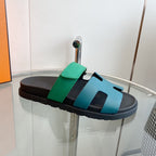 HERMES Chypre Sandal Tiffa with blue straps Leather