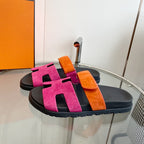 HERMES Chypre Sandal Rose Chapas / Orange Suede