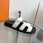 HERMES Chypre Sandal White Mastic Calfskin Leather