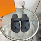 HERMES Chypre Sandal Black Mastic Calfskin Leather