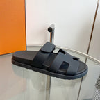 HERMES Chypre Sandal Black Mastic Calfskin Leather