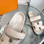HERMES Chypre Sandal Beige Mastic Calfskin Leather