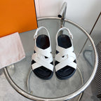 HERMES Genius Sandal Slingback White Calfskin Leather