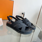 HERMES Genius Sandal Slingback Black Calfskin Leather