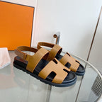 HERMES Genius Sandal Brown Leather