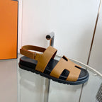 HERMES Genius Sandal Brown Leather