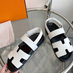 HERMES Genius Sandal White Leather