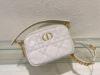 DIOR CARO BOX BAG 19 IN WHITE QUILTED MACROCANNAGE CALFSKIN