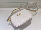 DIOR CARO BOX BAG 19 IN WHITE QUILTED MACROCANNAGE CALFSKIN