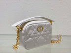 DIOR CARO BOX BAG 19 IN WHITE QUILTED MACROCANNAGE CALFSKIN