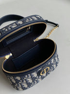 DIOR MONTAIGNE MINI VANITY CASE 16 BLUE OBLIQUE JACQUARD