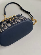 DIOR MONTAIGNE MINI VANITY CASE 16 BLUE OBLIQUE JACQUARD